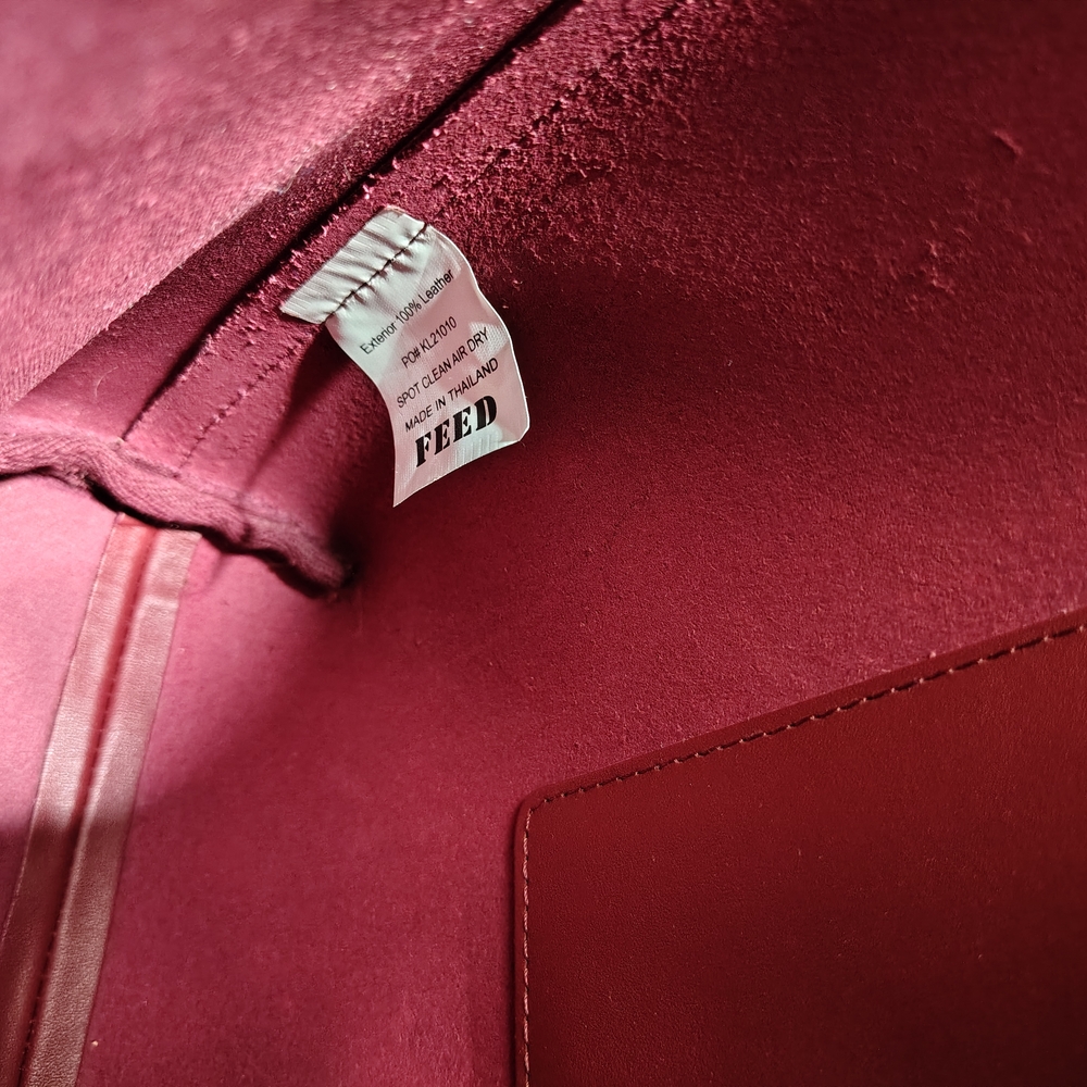 FEED Burgundy Leather Handbag Tote Bag - Picture 8 of 8
